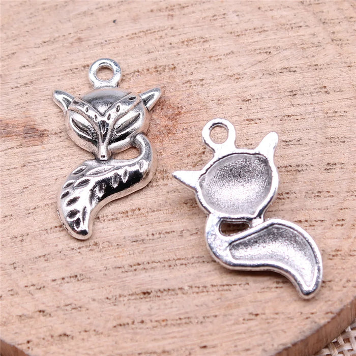 23x13mm 1.74g Antique Silver Zinc Alloy Fox Charm Pendant for DIY Animal Theme Jewelry Making