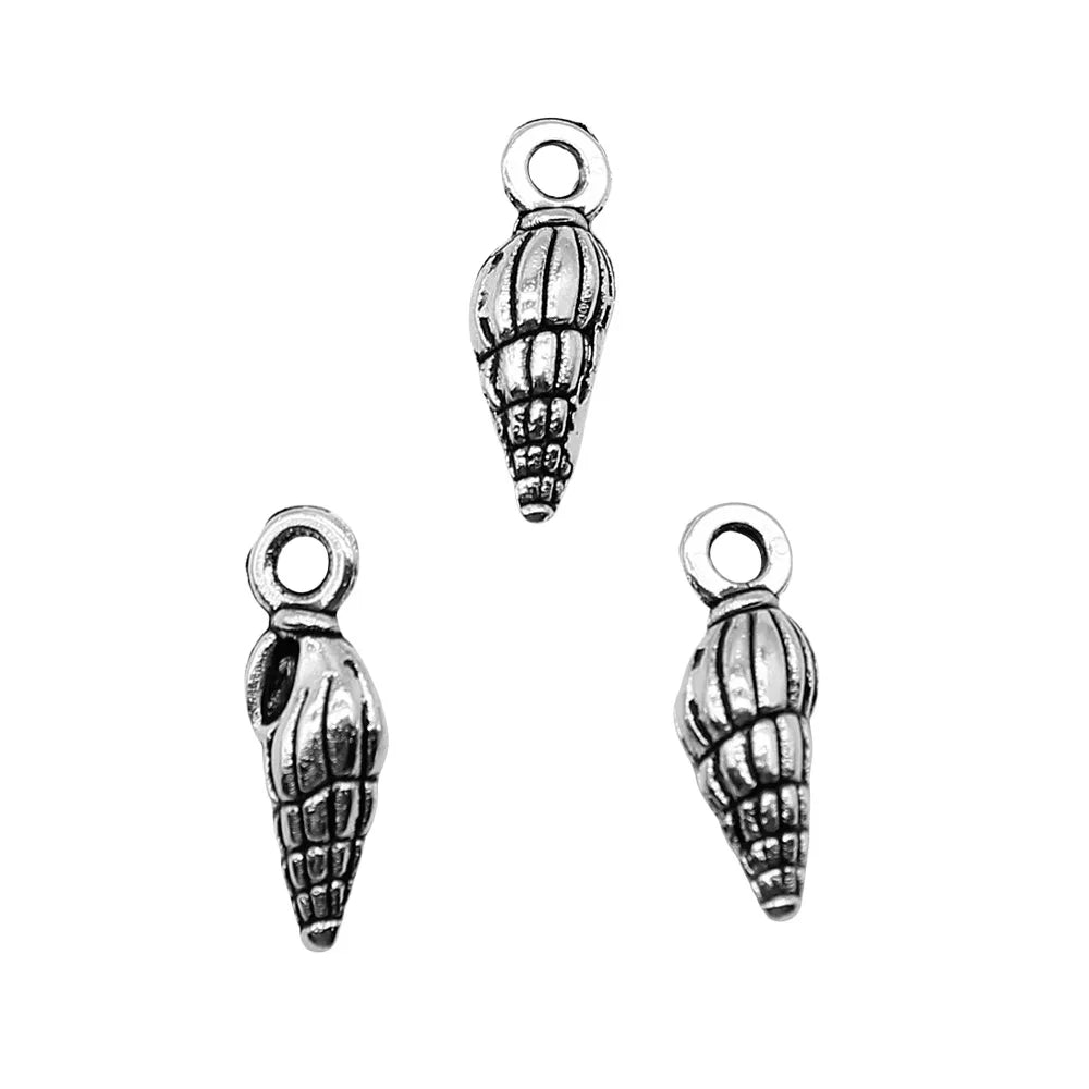 5x14mm 0.5g Multicolor Zinc Alloy Conch Shell Charm Pendant for DIY Ocean Theme Jewelry Making
