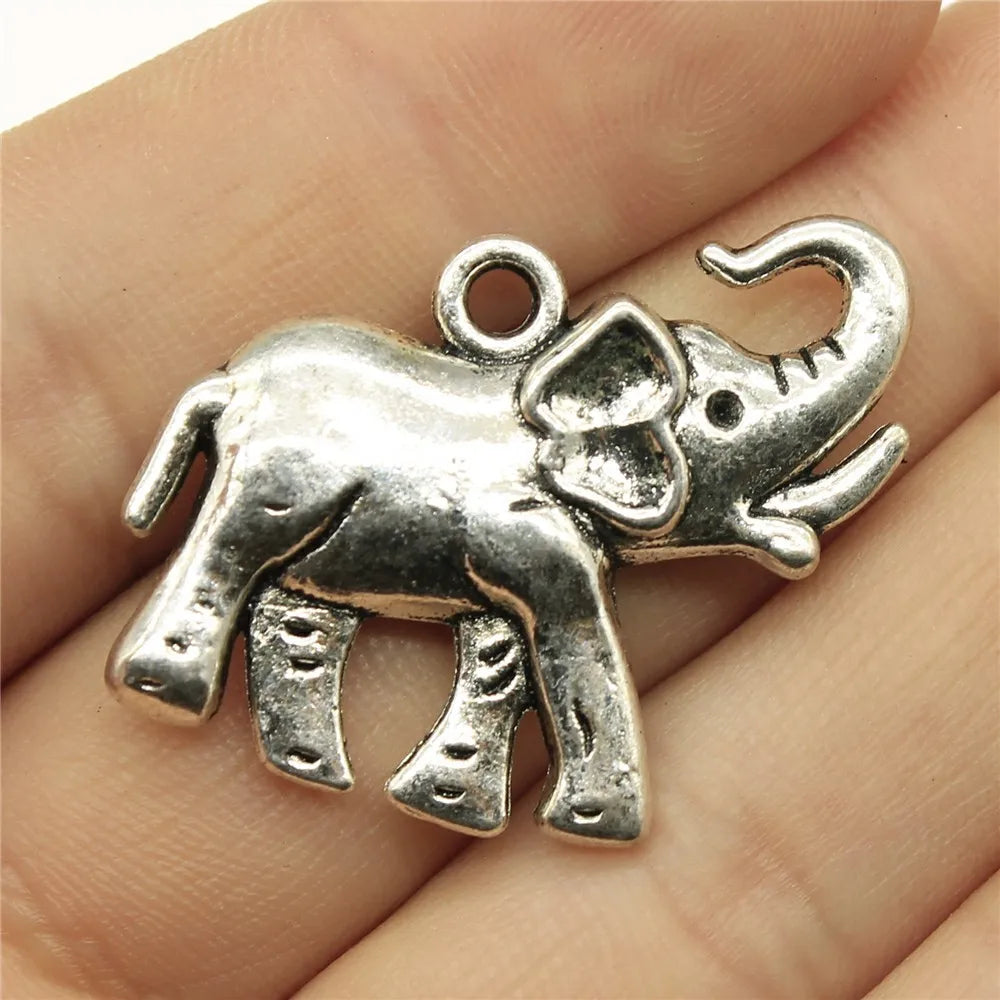 33x30mm 10g Antique Silver Zinc Alloy Elephant Charm Pendant for DIY Necklace Bracelet Making