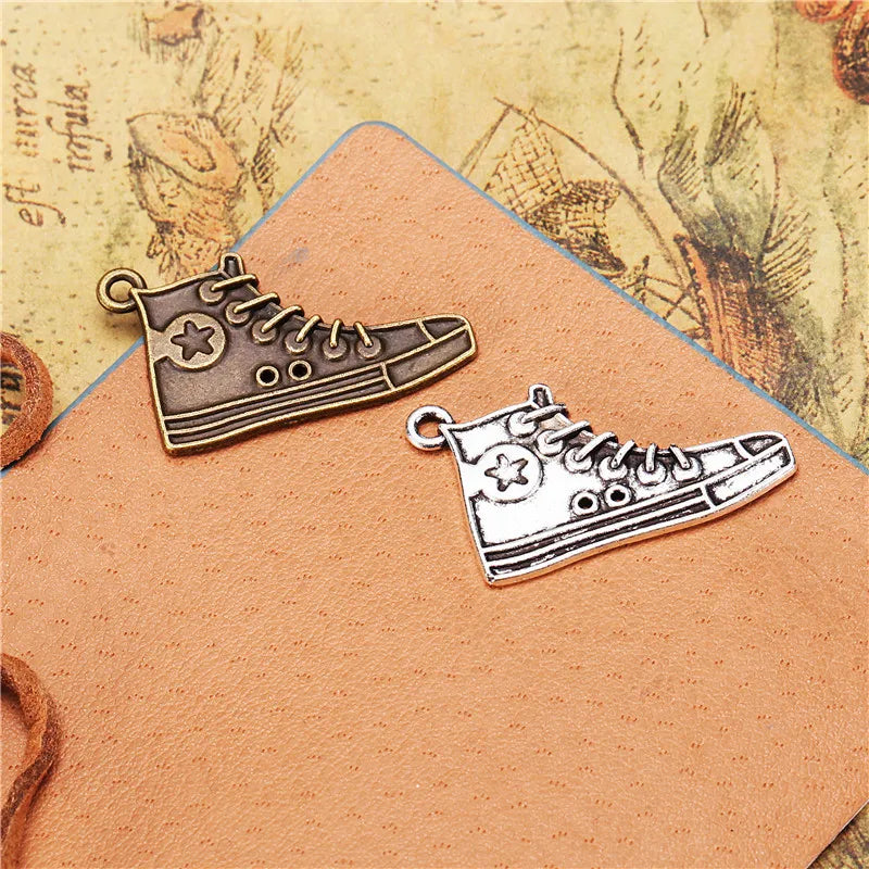 29x18MM Antique Silver Zinc Alloy Sneaker Charm Pendant for DIY Necklace Bracelet Jewelry Making
