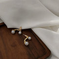 Convertible Faux Pearl Drop Earrings, French Minimalist Round Geometric Elegant Office Jewelry