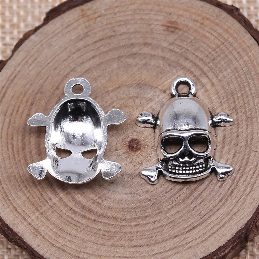 20x18mm 1.8g Multicolor Zinc Alloy Skull Head Charm Pendant for DIY Necklace Bracelet Jewelry Making