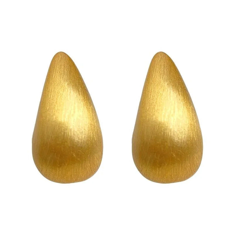 Brushed Matte Copper Teardrop Geometric Stud Earrings, Old Money Style