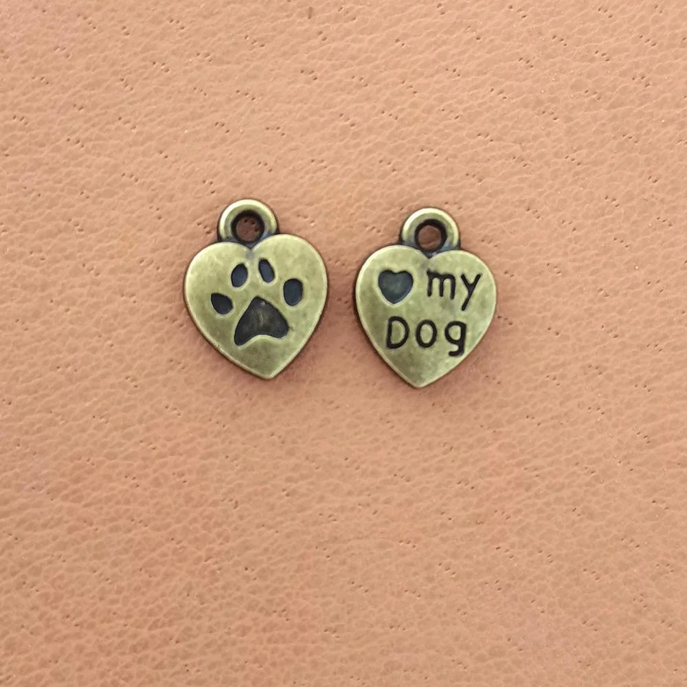 13x10MM Zinc Alloy Dog Heart Charm Pendant for DIY Necklace Bracelet Jewelry Making