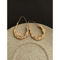 Copper Gold Plated Irregular Waterdrop Hoop Earrings With Wrinkled Texture Minimalist Luxury Style
