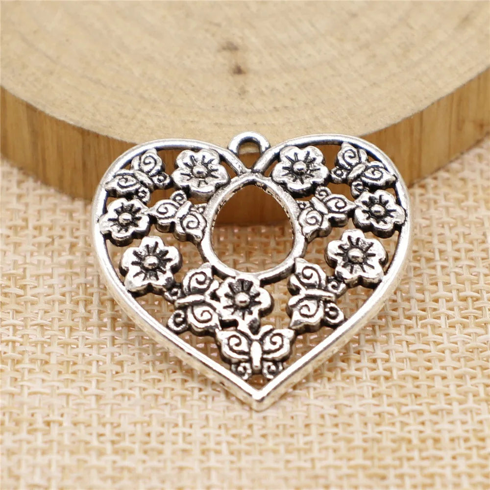 30x30mm 3.6g Multicolor Zinc Alloy Flower Heart Charm Pendant for DIY Handmade Jewelry Making