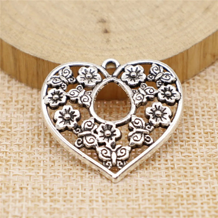 30x30mm 3.6g Multicolor Zinc Alloy Flower Heart Charm Pendant for DIY Handmade Jewelry Making