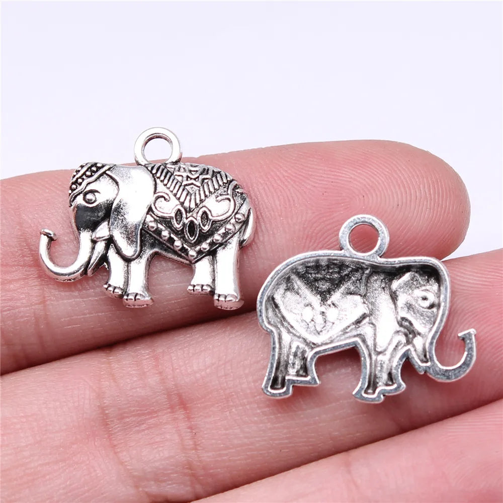 22x19mm 1.7g Antique Silver Zinc Alloy Elephant Charm Pendant for DIY Necklace Bracelet Making