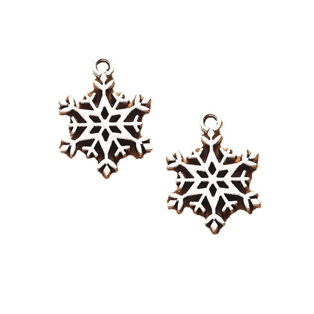 21x16MM Zinc Alloy Snowflake Double Sided Charm Pendant for DIY Necklace Bracelet Jewelry Making