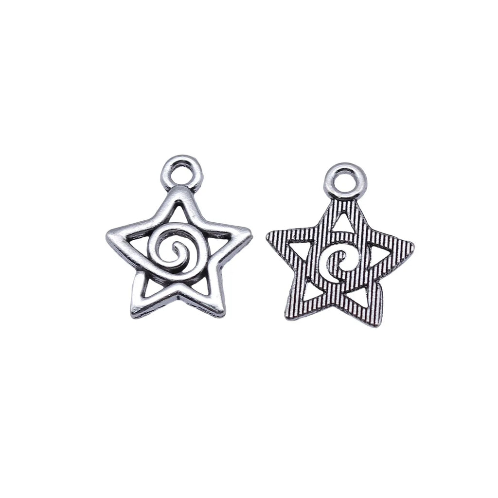 20x17mm 1.05g Multi-Color Zinc Alloy Swirl Star Charm Pendant for DIY Necklace Bracelet Jewelry Making