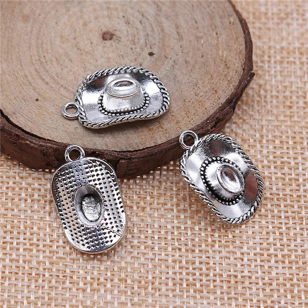 23x13mm 1.9g Multicolor Zinc Alloy Cowboy Hat Charm Pendant for Western Theme DIY Jewelry Making