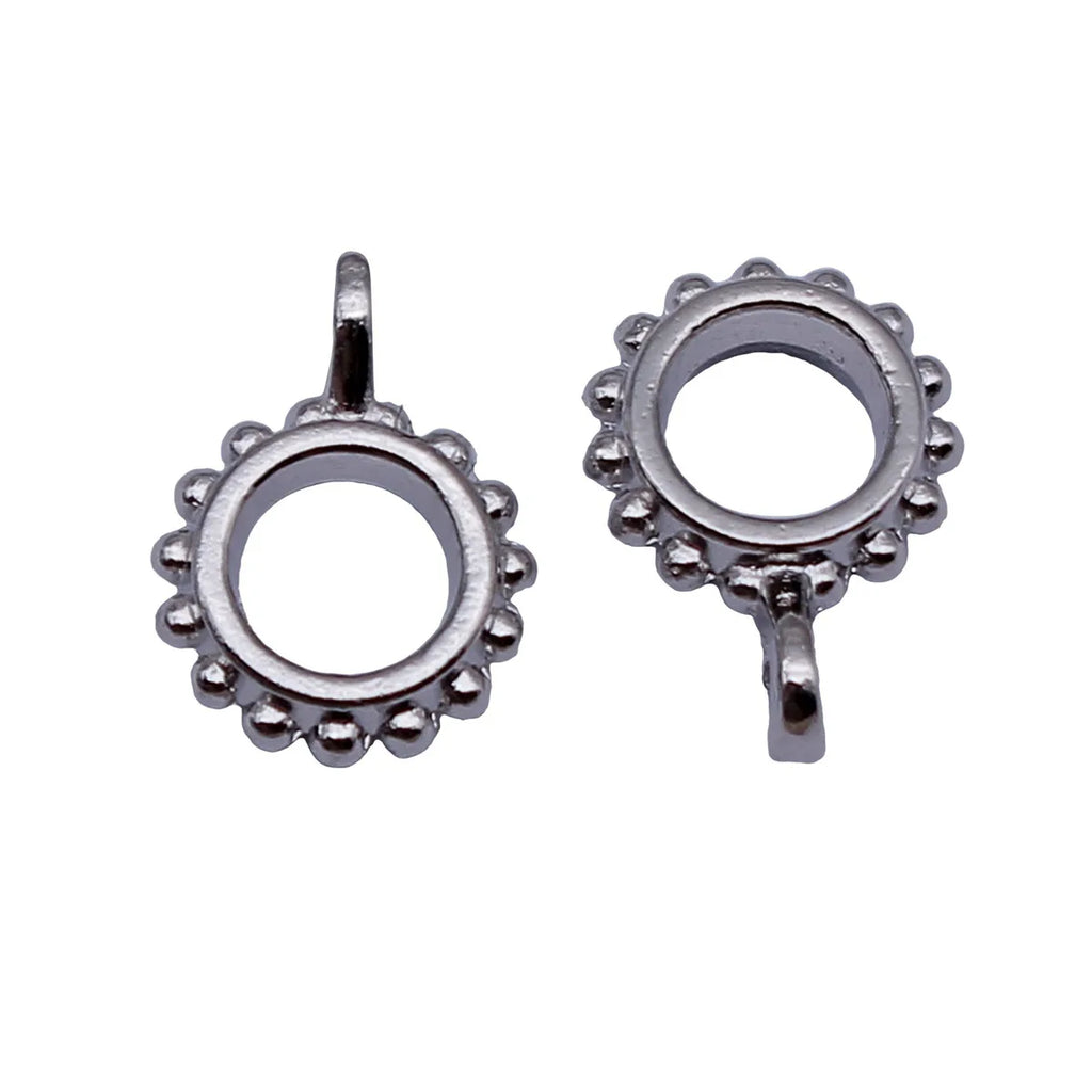 12x2.8mm 0.48g Platinum Tone Zinc Alloy Textured Three-Hole Pendant Bail Connector for DIY Jewelry