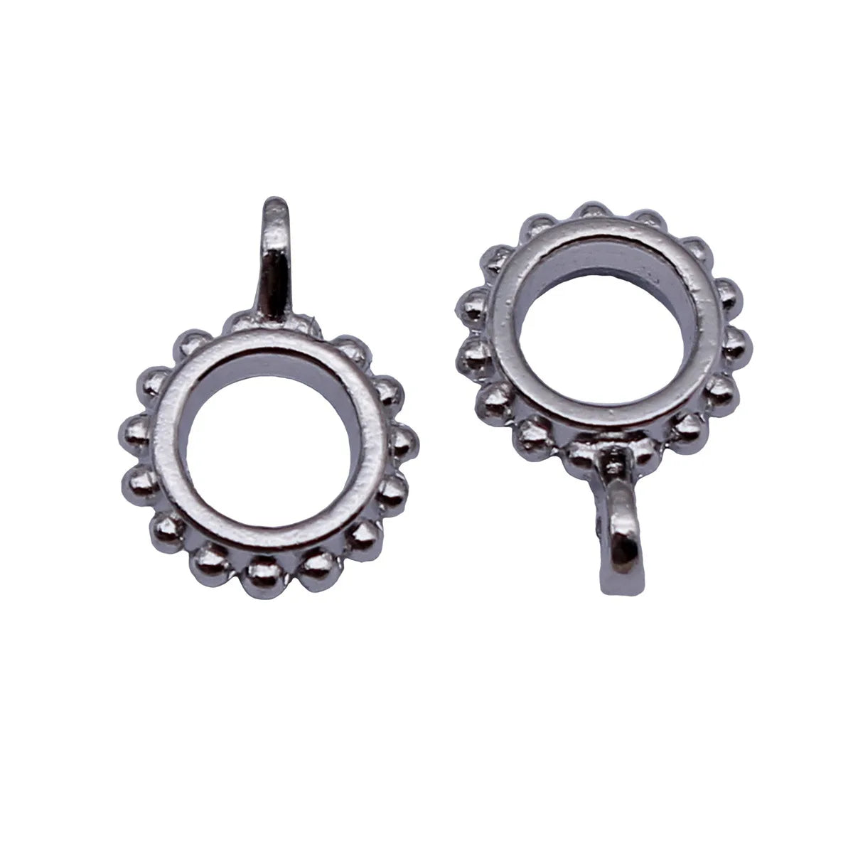 12x2.8mm 0.48g Platinum Tone Zinc Alloy Textured Three-Hole Pendant Bail Connector for DIY Jewelry