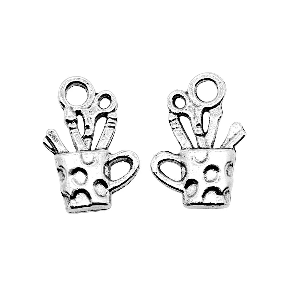19x11mm 1.6g Antique Silver Zinc Alloy Pencil Holder Charm Pendant for DIY Craft Jewelry Making