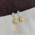 Old Money Two Tone Geometric Teardrop Drop Earrings Textured Copper