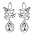 Luxury Bridal Rhinestone Crystal Leaf Teardrop Dangle Earrings For Wedding Party Banquet Gift