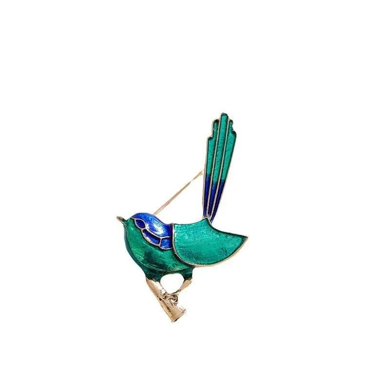 Cute Enamel Bird Brooch With Gold Tone Alloy, 3D Animal Lapel Pin Corsage For Coat Scarf Gift