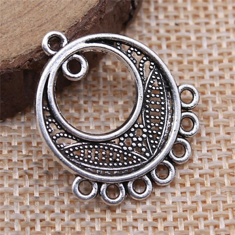 26x23mm 1.7g Multicolor Zinc Alloy Round Earring Connector Charms for DIY Earrings