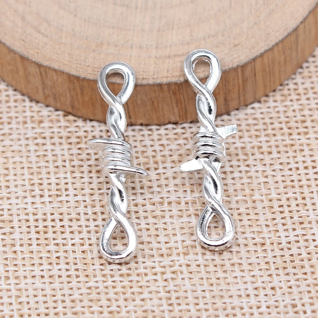 34x11mm 1.7g Multicolor Zinc Alloy Figure Eight Thorn Rope Knot Connector Charm for DIY Punk Jewelry