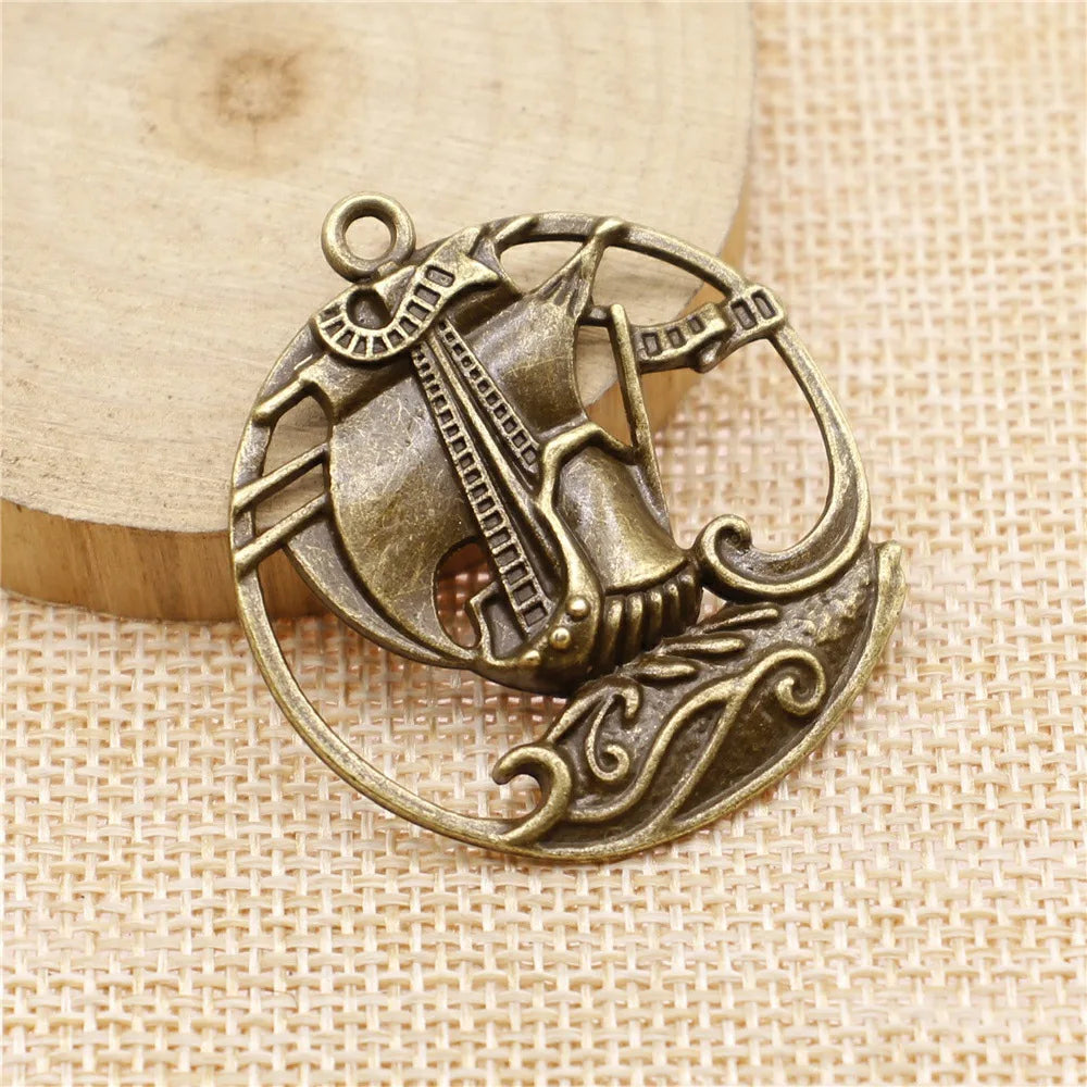 43x39mm 6.6g Multicolor Zinc Alloy Pirate Ship Charm Pendant for DIY Nautical Jewelry Making