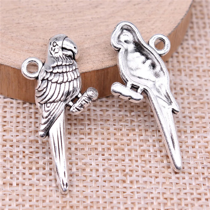 33x16mm 2.67g Antique Silver Zinc Alloy Parrot Charm Pendant for DIY Necklace Bracelet Jewelry Making