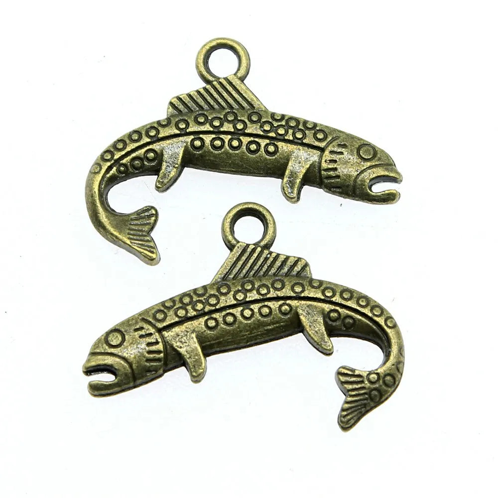 24x18mm 1.9g Multicolor Zinc Alloy Fish Charm Pendant for Ocean Theme Necklace Bracelet DIY Making