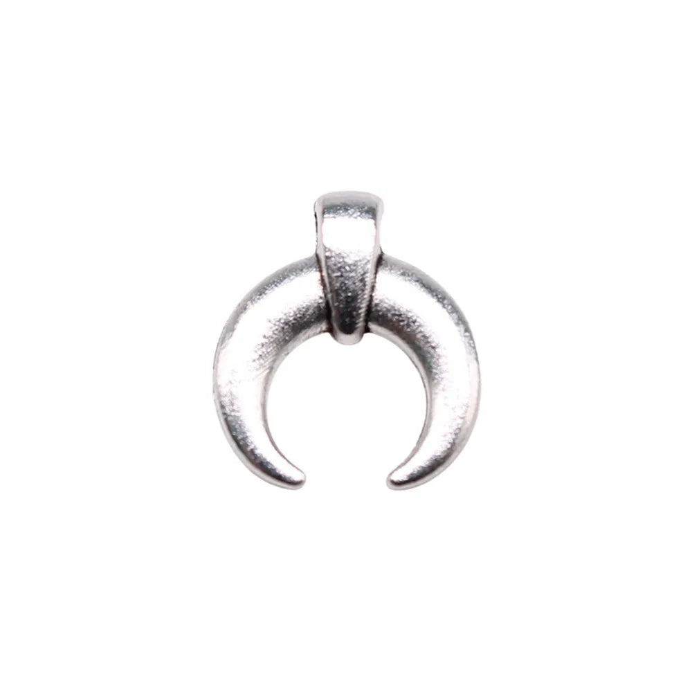 10x11mm 0.5g Antique Silver Zinc Alloy Crescent Moon Horn Charm Pendant for DIY Jewelry Making