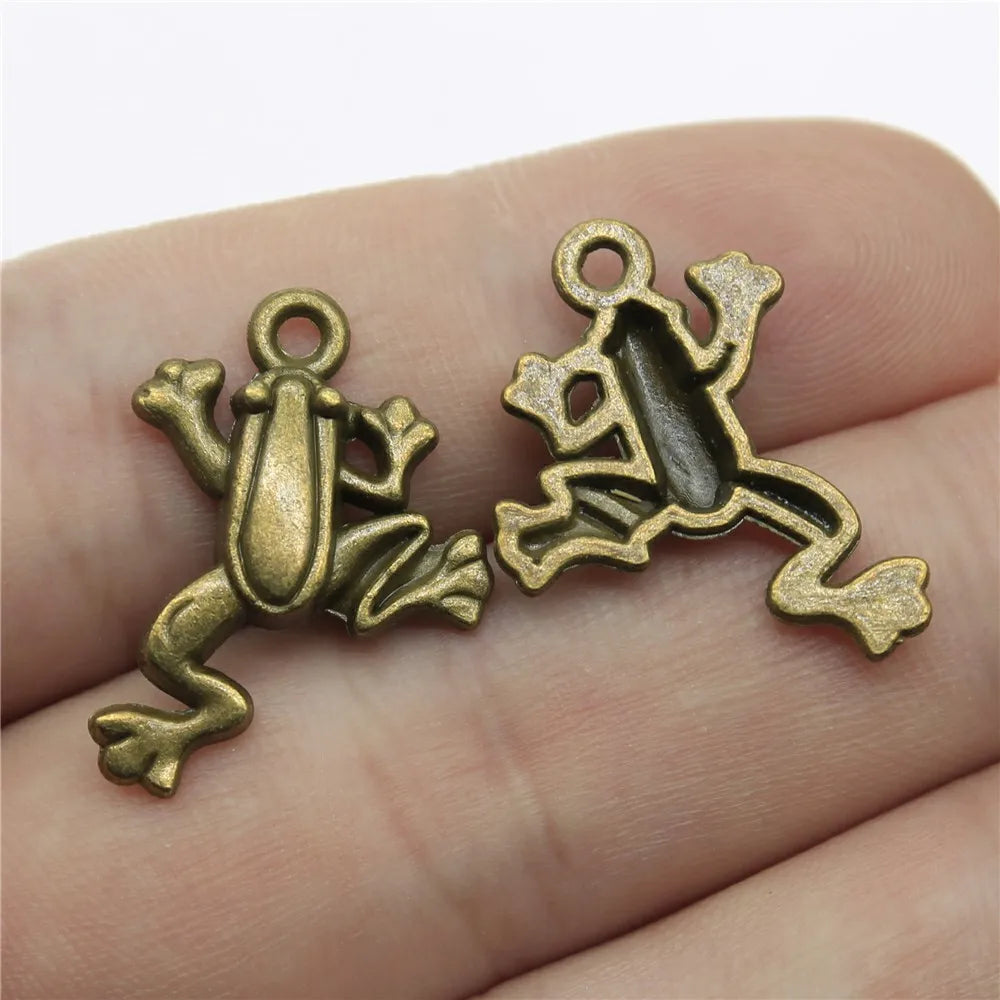 23x17mm 1.4g Multicolor Zinc Alloy Frog Charm Pendant for DIY Necklace Bracelet Jewelry Making