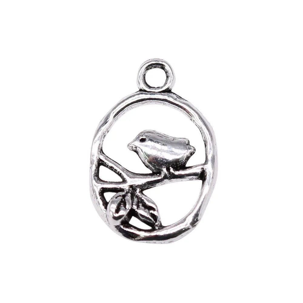 18x12mm 0.63g Antique Silver Tone Zinc Alloy Bird Charm Pendant for DIY Necklace Bracelet Making
