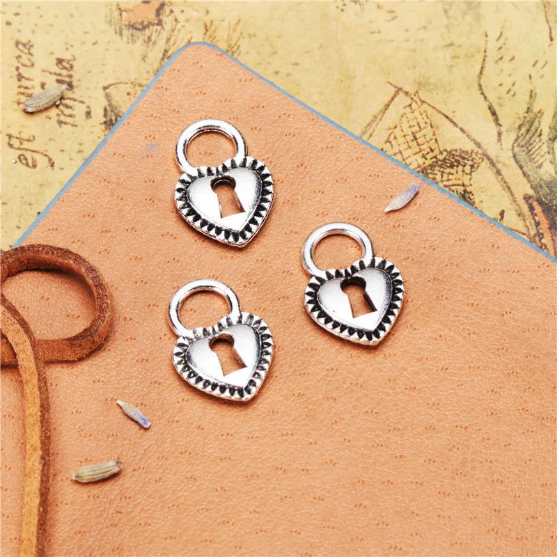 17x12MM Zinc Alloy Heart Lock Charm Pendant for DIY Necklace Bracelet Jewelry Making