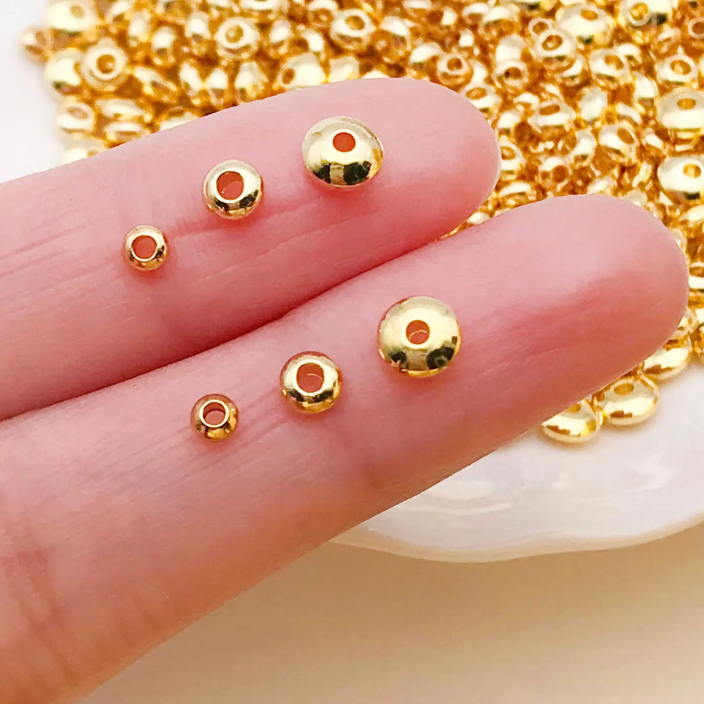 5mm 18K Gold Plated Copper Alloy Abacus Flying Saucer Spacer Beads for DIY Bracelet