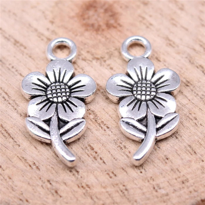 21x11mm 1.1g Multicolor Zinc Alloy Double Sided Flower Charm Pendant for DIY Jewelry Making