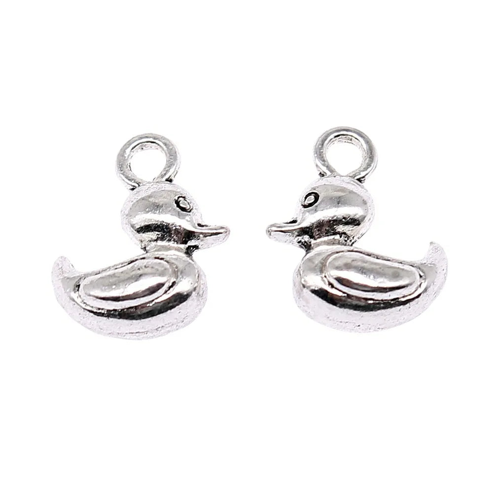 15x10mm 1.8g Antique Silver Zinc Alloy Duck Charm Pendant for DIY Bracelet Necklace Jewelry Making