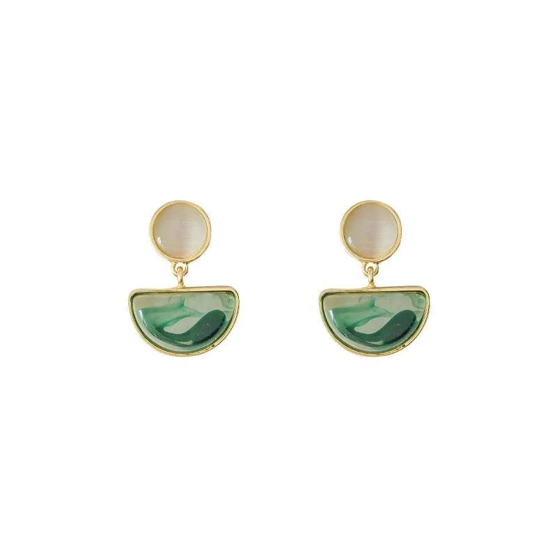 14K Plated Alloy Geometric Round Stud Earrings Fairy Style Vintage Jewelry
