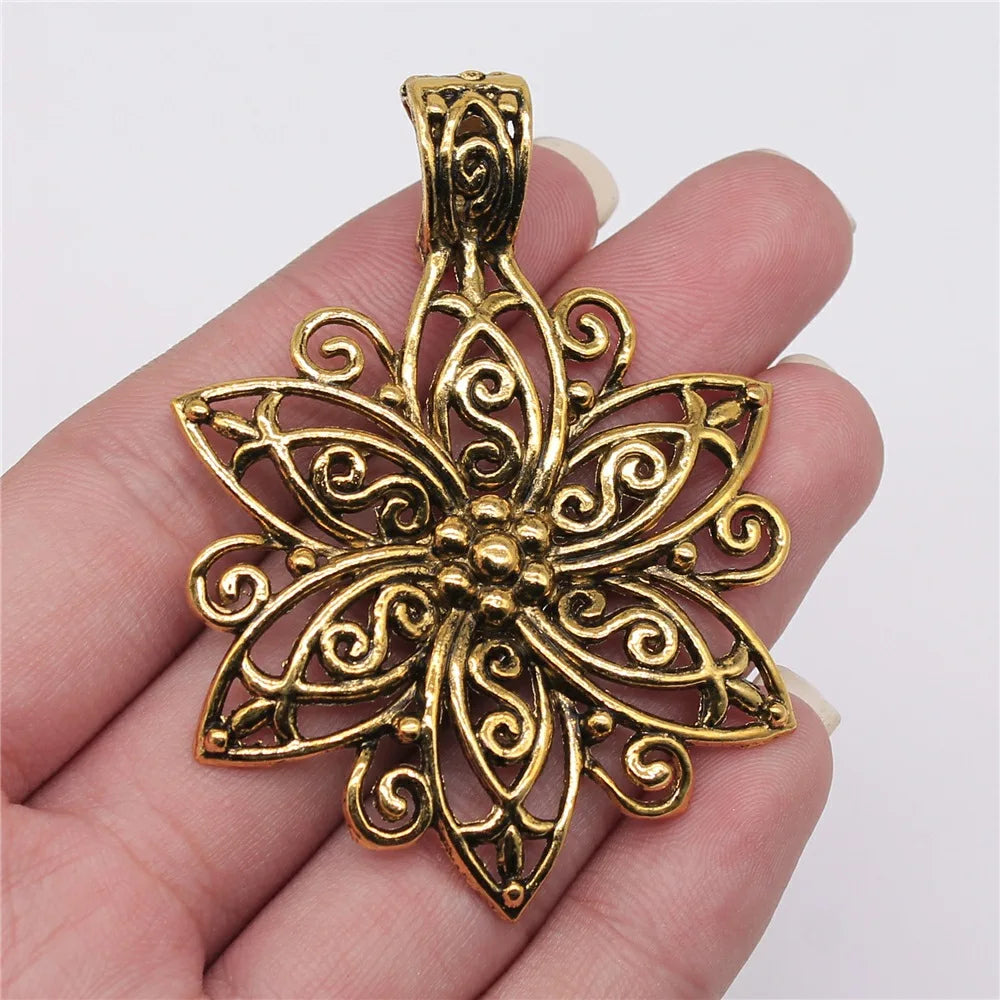 66x47mm 10.5g Multicolor Zinc Alloy Large Flower Charm Pendant for DIY Necklace Jewelry Making