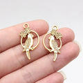 29x15mm 1.4g Multicolor Zinc Alloy Flower Bird Double Sided Charm Pendant for DIY Necklace Bracelet Jewelry Making