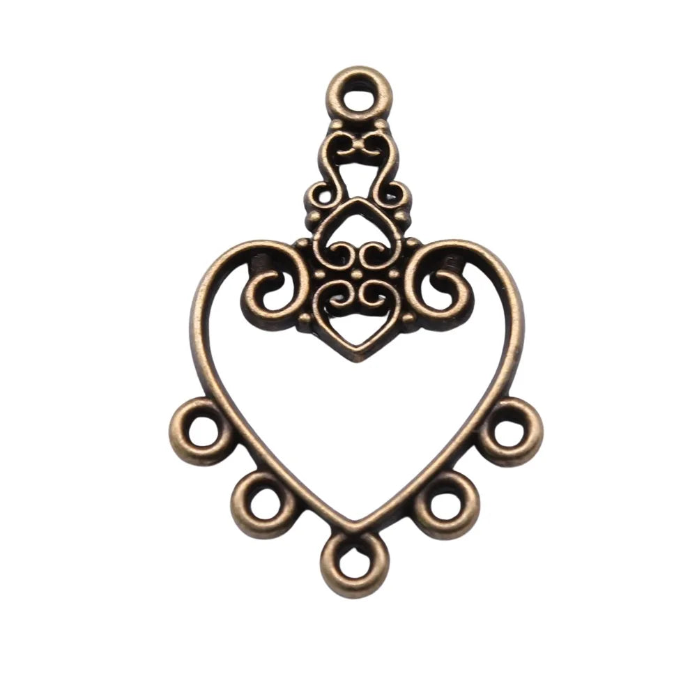 30x21mm 1.9g Multicolor Zinc Alloy Heart Earring Connector Charms for DIY Earrings Jewelry Making