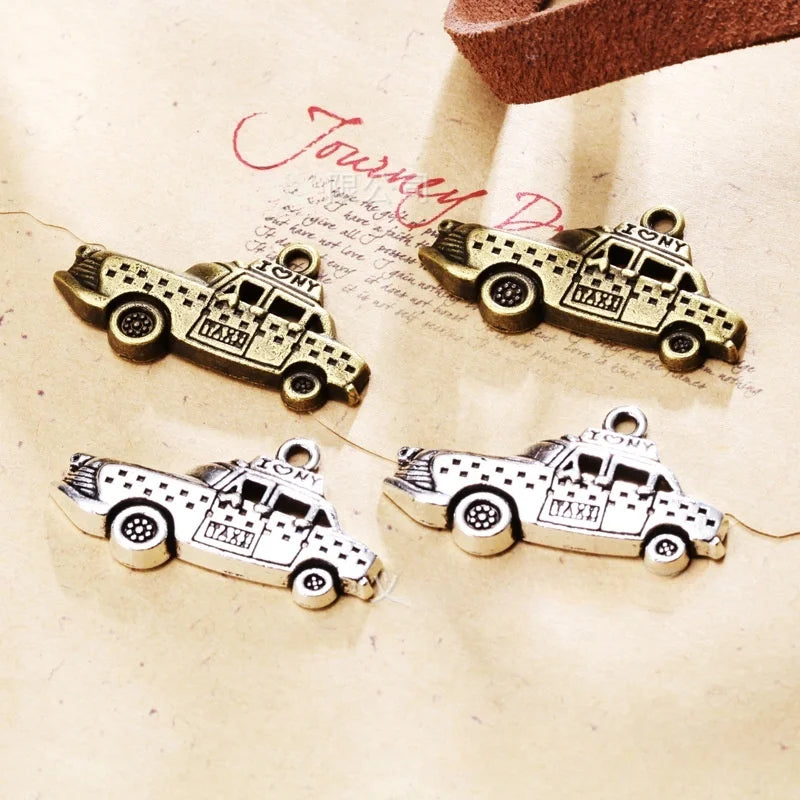 33x17MM Antique Silver Zinc Alloy Taxi Charm Pendant for DIY Necklace Bracelet Jewelry Making