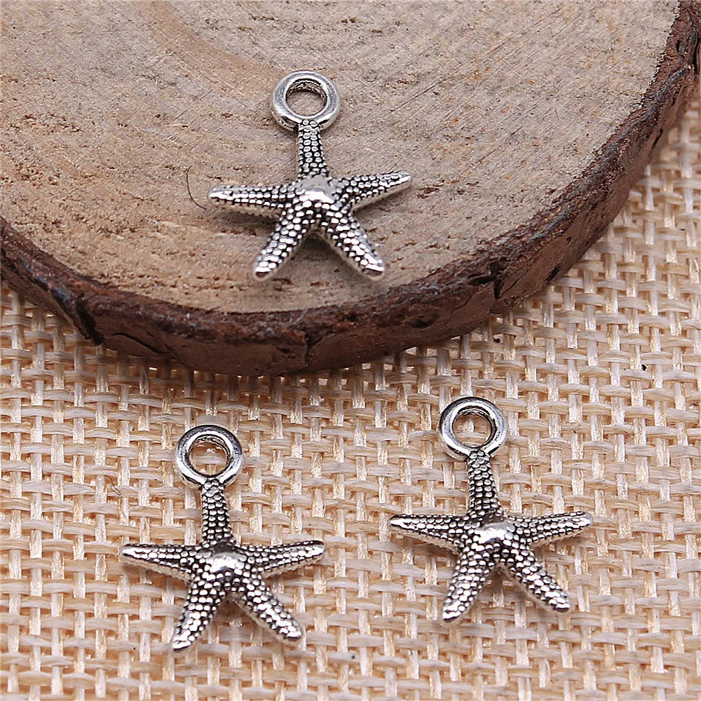 13x16mm 0.6g Multicolor Zinc Alloy Starfish Charm Pendant for DIY Ocean Theme Jewelry Making