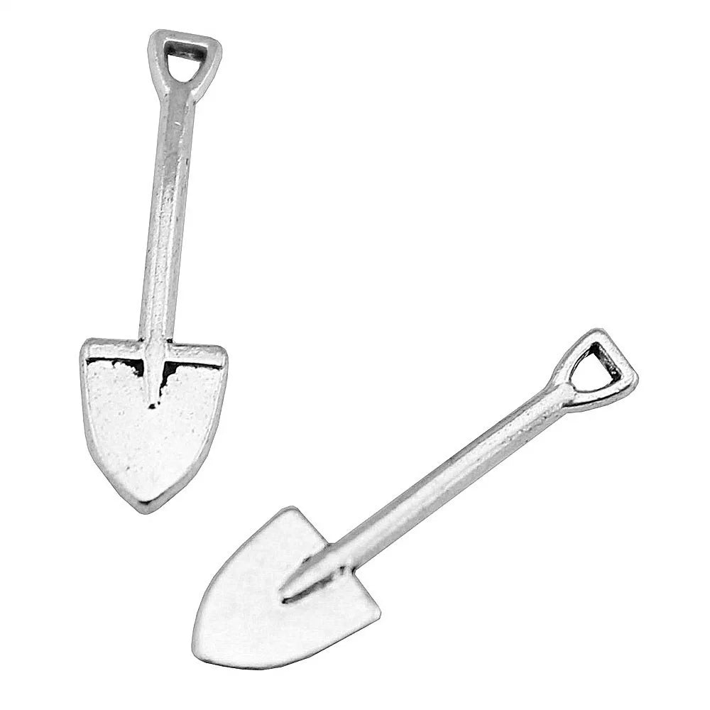 19x5mm 0.3g Antique Silver Zinc Alloy Small Shovel Charm Pendant for DIY Jewelry Making