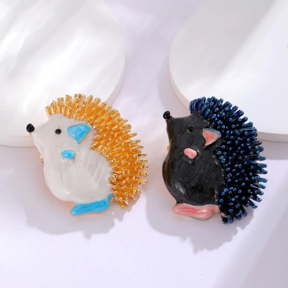 Cute Cartoon Hedgehog Enamel Alloy Brooch With Orange Spines, Fashion Animal Lapel Pin Corsage Gift