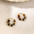 14K Plated Copper Tiger Eye Round Geometric French Vintage Maillard Drop Earrings