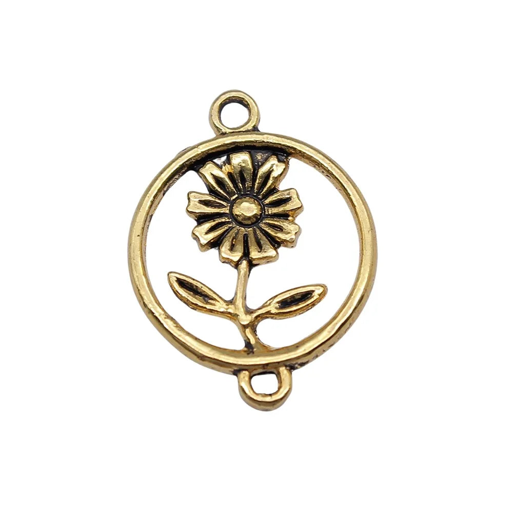 18x24mm 1.3g Multicolor Zinc Alloy Daisy Round Ring Connector Charm for DIY Earrings Bracelet Making