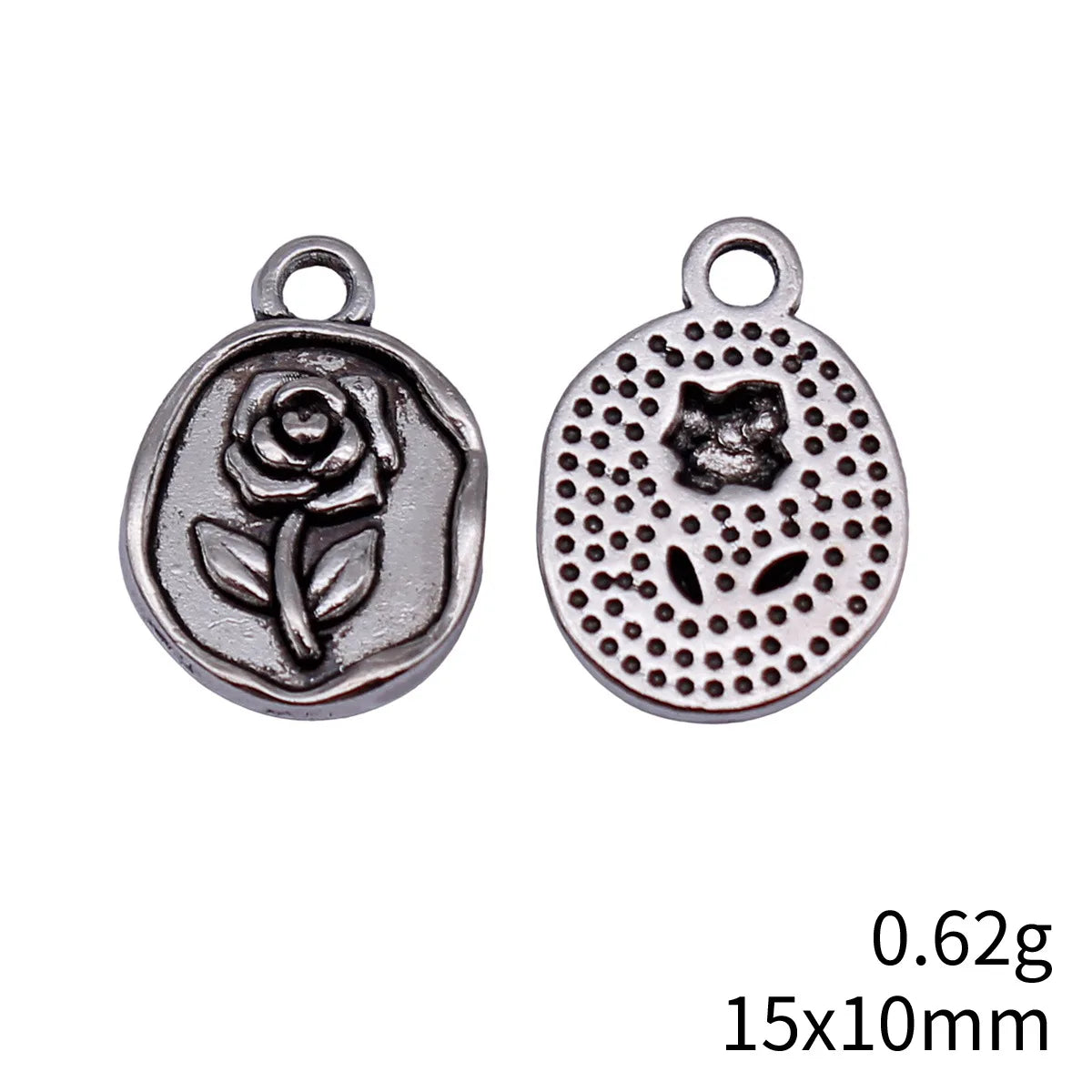 15x10mm 0.62g Antique Silver Zinc Alloy Rose Tag Charm Pendant for DIY Necklace Bracelet Jewelry