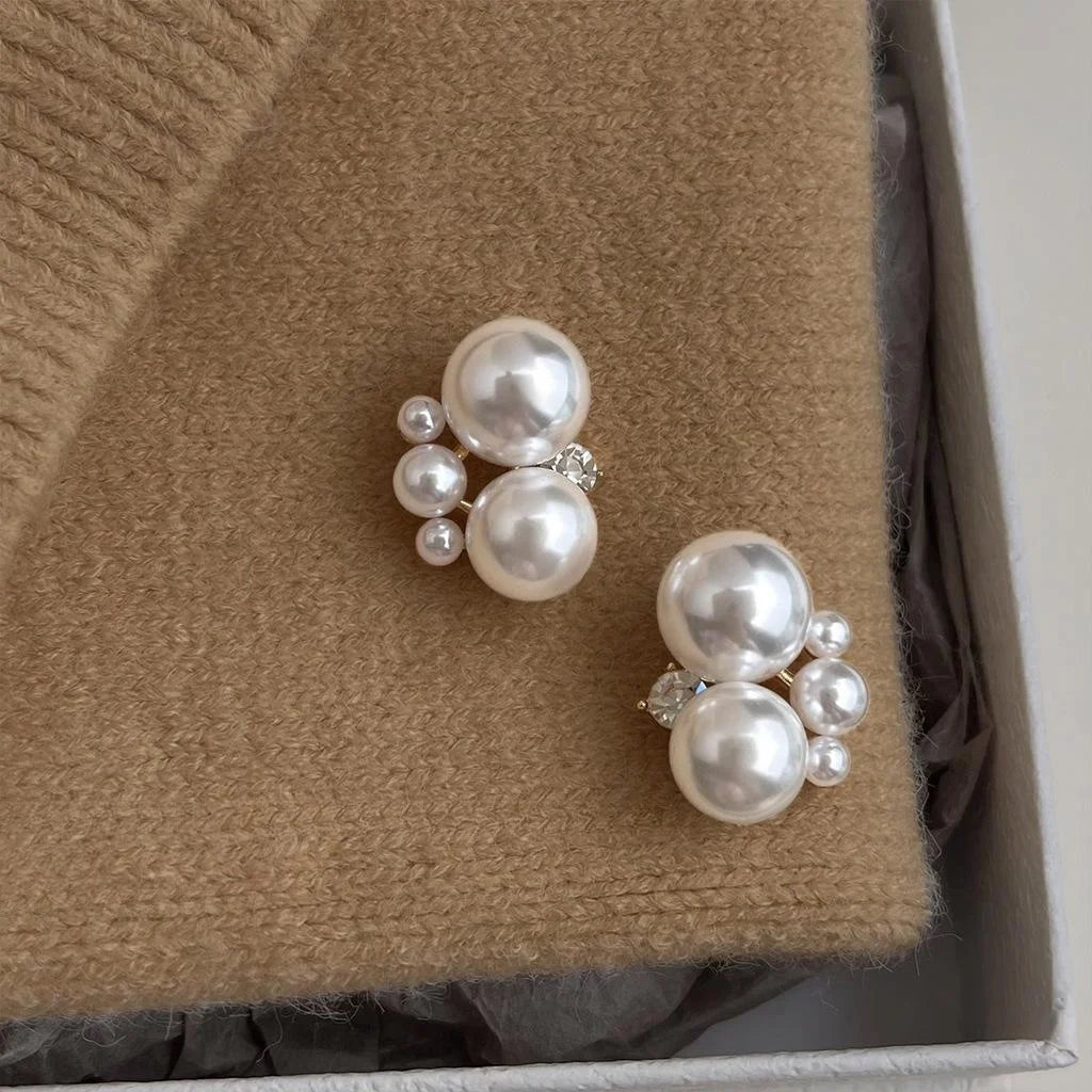 Light Luxury 14K Plated Round Resin Pearl Drop Earrings Geometric Elegant Minimalist Jewelry