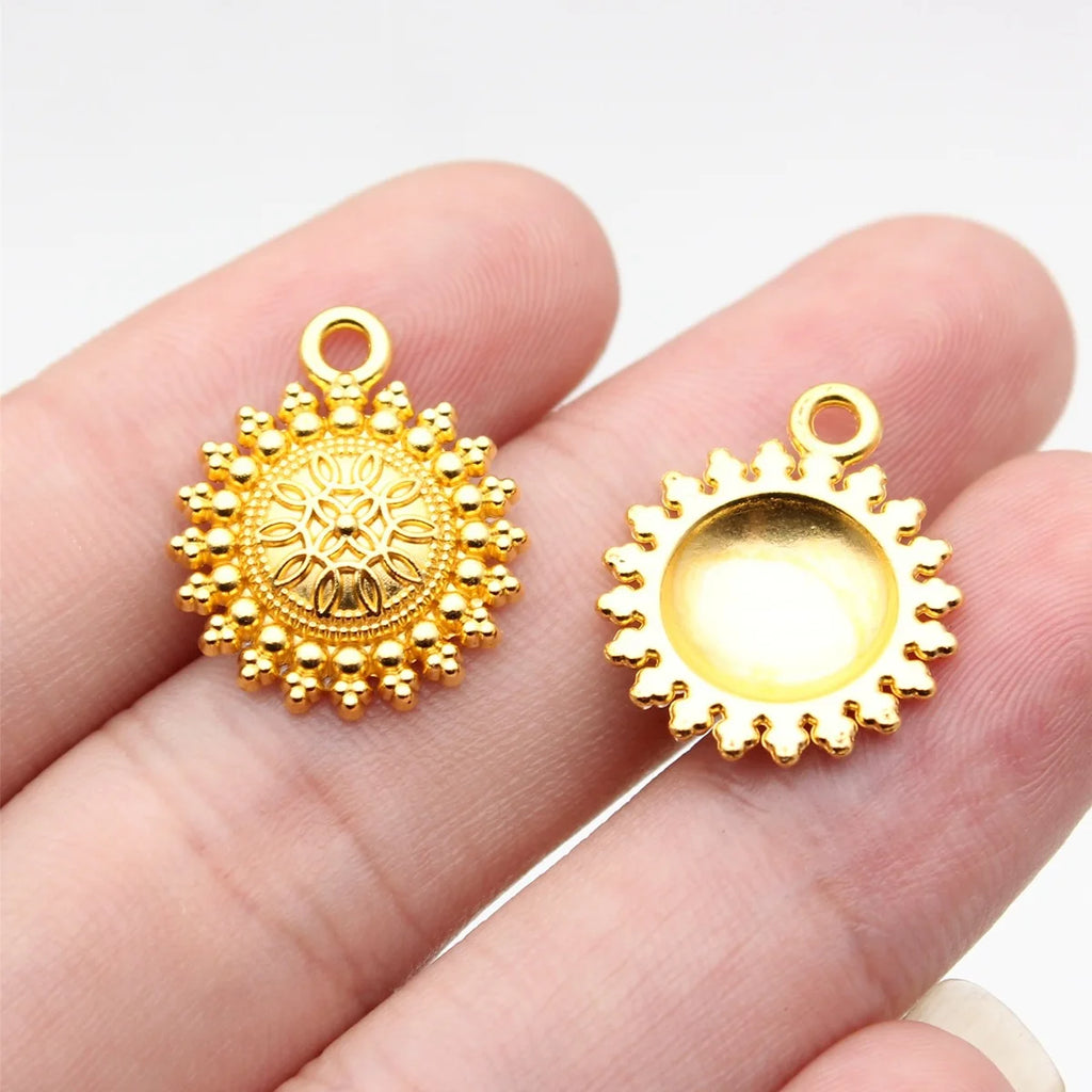 20x16mm 1.3g Multicolor Zinc Alloy Ethnic Pattern Round Earring Charm Pendant for DIY Jewelry Making
