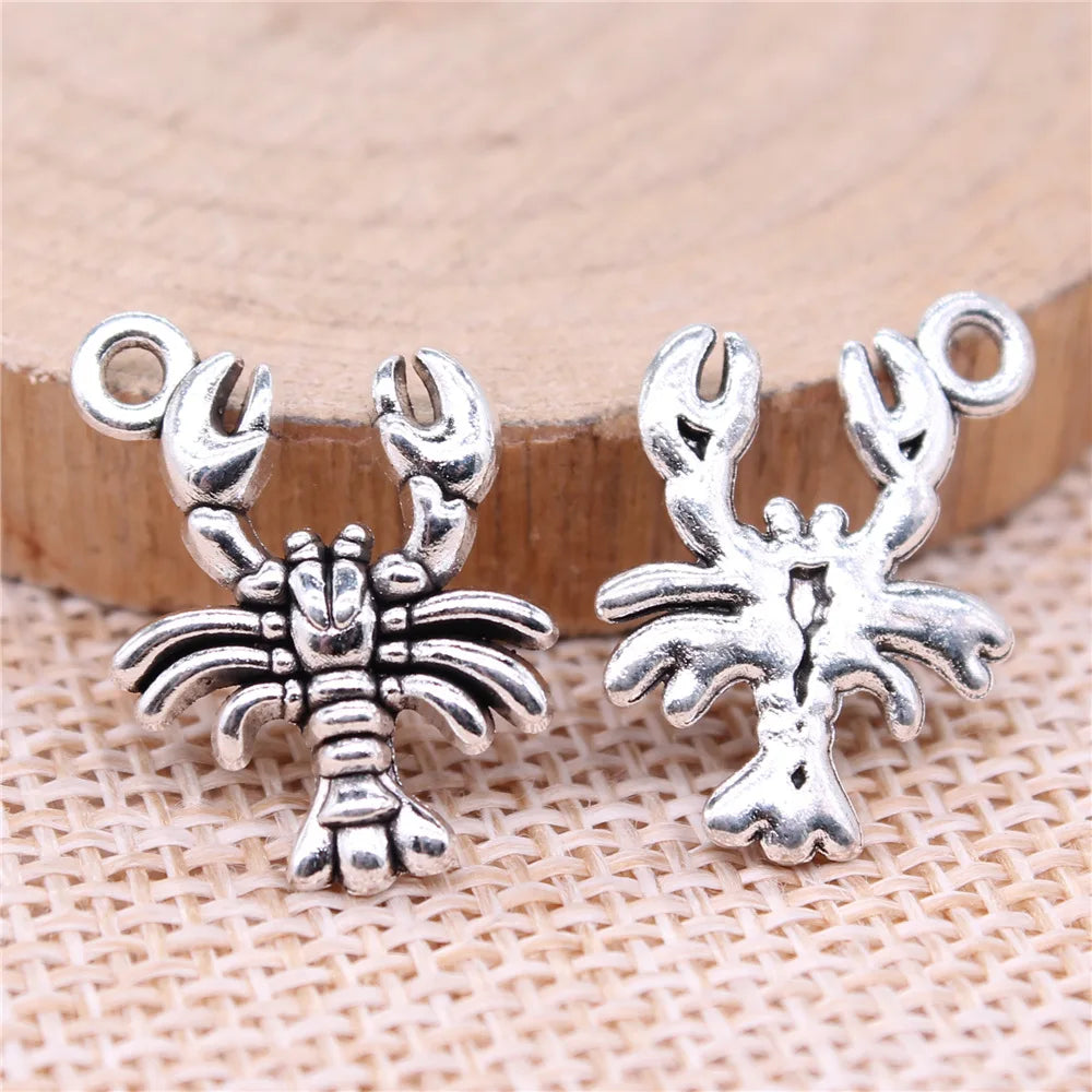 19x14mm 1.43g Multicolor Zinc Alloy Shrimp Charm Pendant for DIY Necklace Bracelet Making