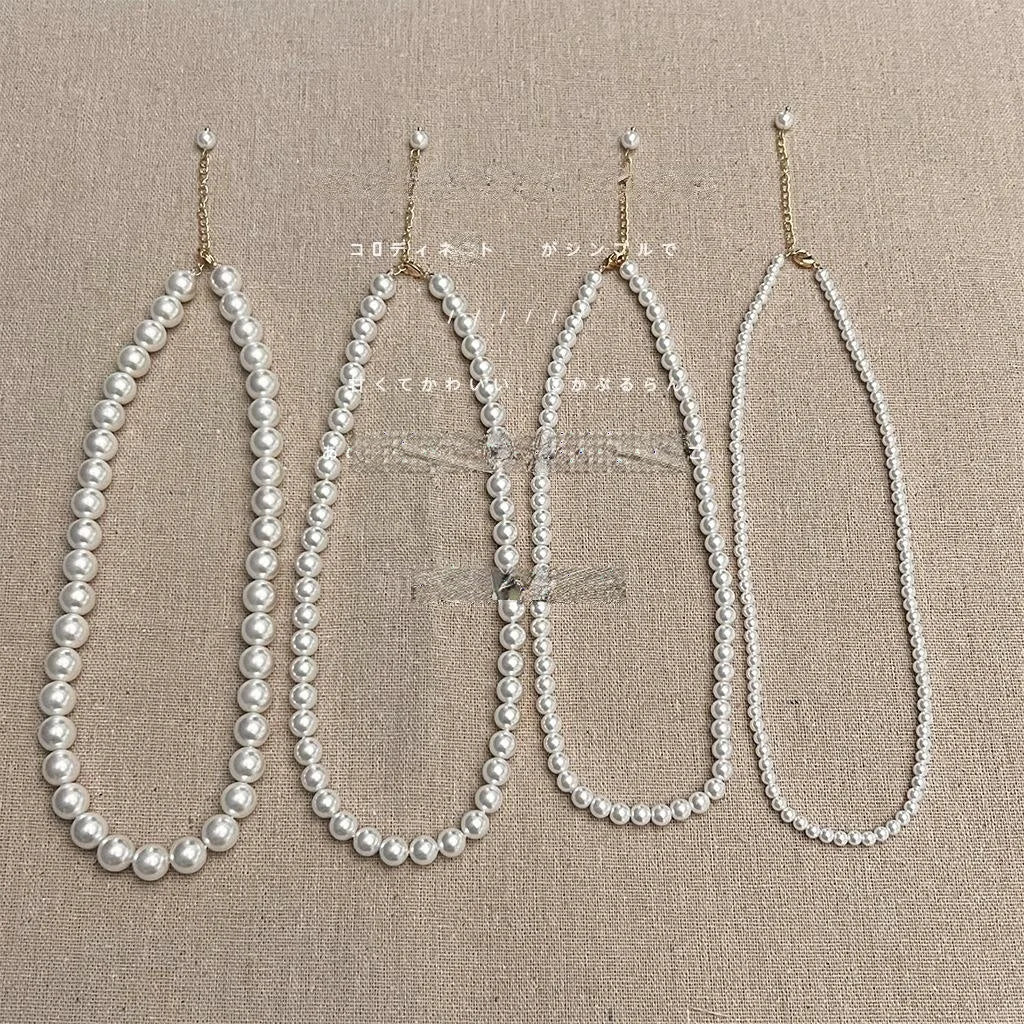 High Quality Glass Pearl Necklace Light Luxury French Vintage Collarbone Choker For OL Style