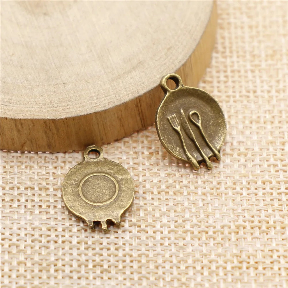15mm 0.8g Multicolor Zinc Alloy Tableware Charm Pendant for DIY Bracelet Necklace Jewelry Making