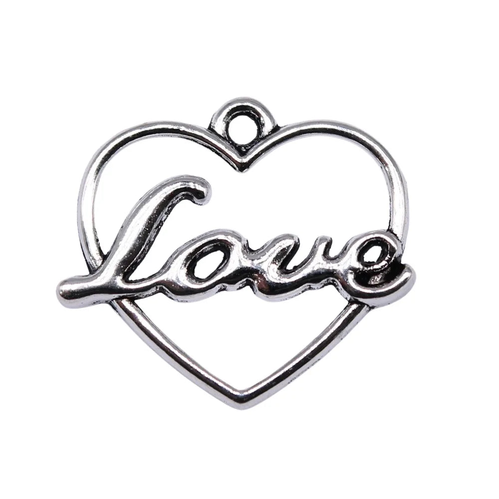 22x19mm 1g Antique Silver Zinc Alloy Love Heart Charm Pendant for DIY Necklace Bracelet Jewelry Making